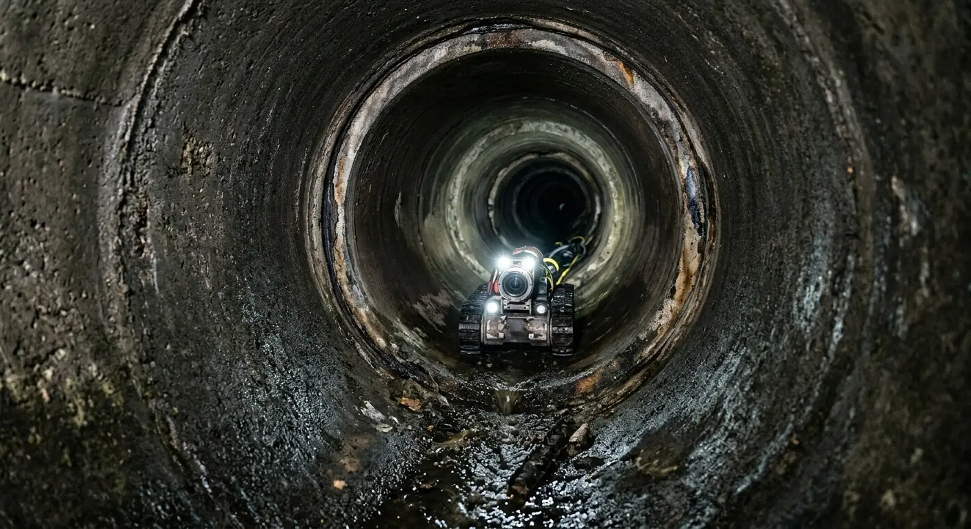 Robotic sewer camera inspecting pipe interior for Sewer Line Cleaning in Ukiah